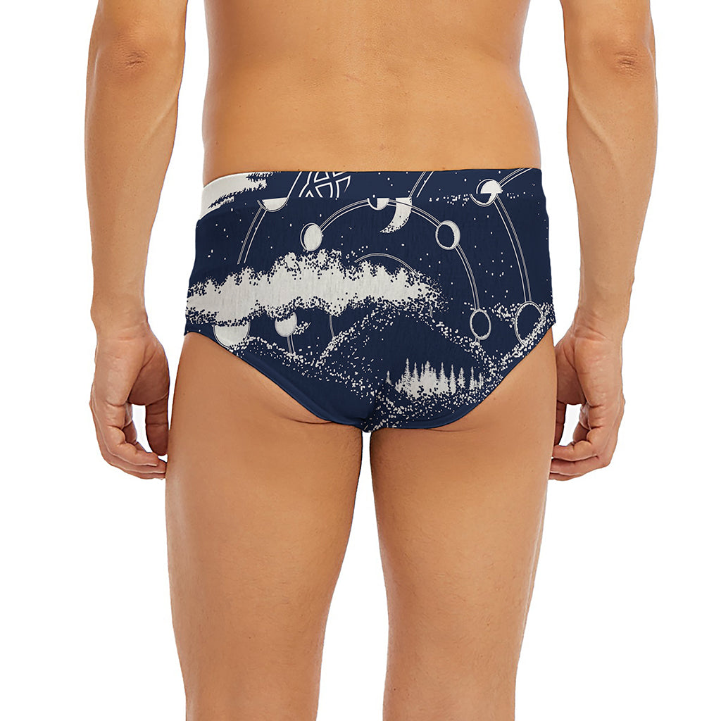 Mystical Lunar Phase Print Men's Briefs