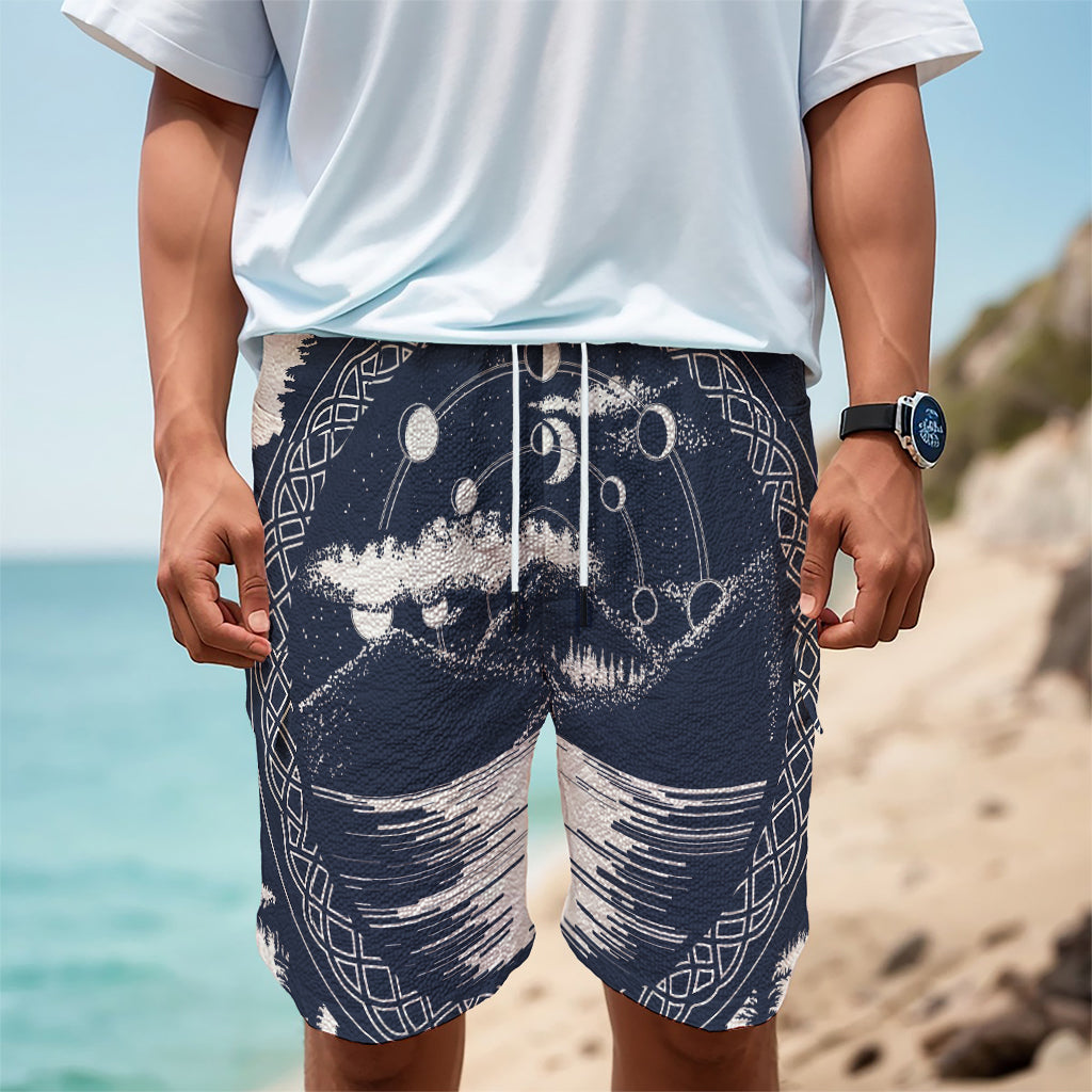 Mystical Lunar Phase Print Men's Cargo Shorts