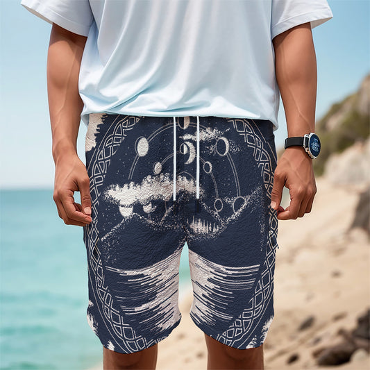 Mystical Lunar Phase Print Men's Cargo Shorts
