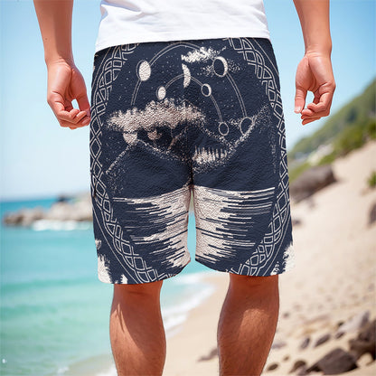 Mystical Lunar Phase Print Men's Cargo Shorts
