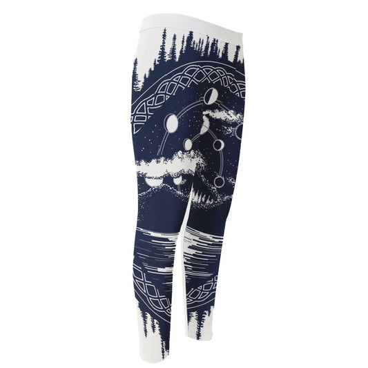 Mystical Lunar Phase Print Men's Compression Pants