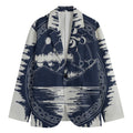 Mystical Lunar Phase Print Men's Cotton Blazer