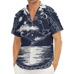 Mystical Lunar Phase Print Men's Deep V-Neck Shirt