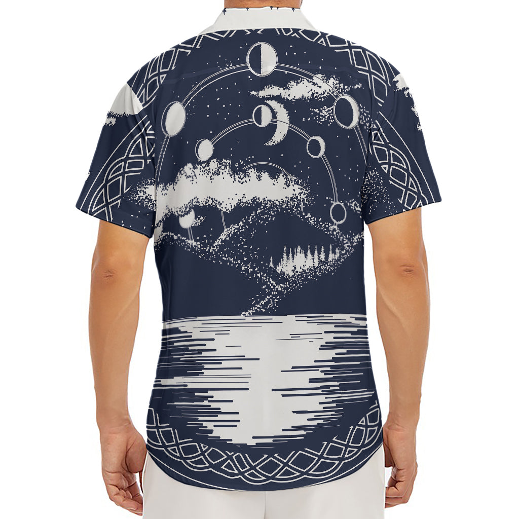 Mystical Lunar Phase Print Men's Deep V-Neck Shirt