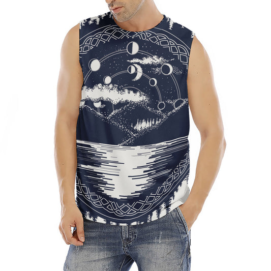 Mystical Lunar Phase Print Men's Fitness Tank Top
