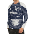 Mystical Lunar Phase Print Men's Long Sleeve Rash Guard