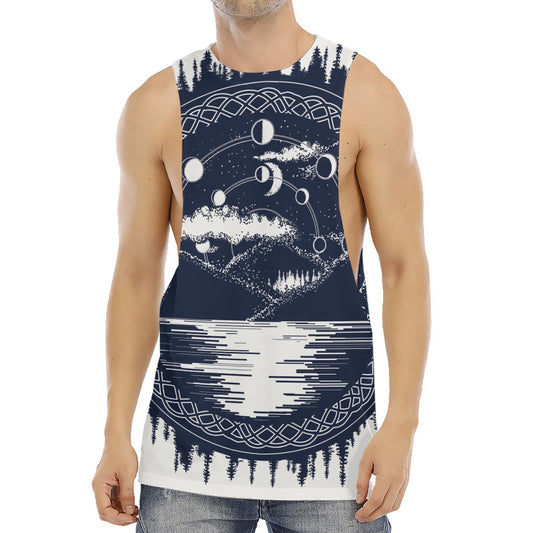 Mystical Lunar Phase Print Men's Muscle Tank Top