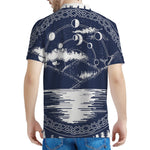 Mystical Lunar Phase Print Men's Polo Shirt