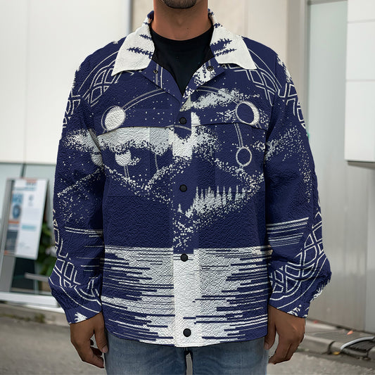 Mystical Lunar Phase Print Men's Shirt Jacket