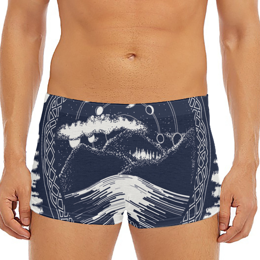 Mystical Lunar Phase Print Men's Short Boxer Briefs