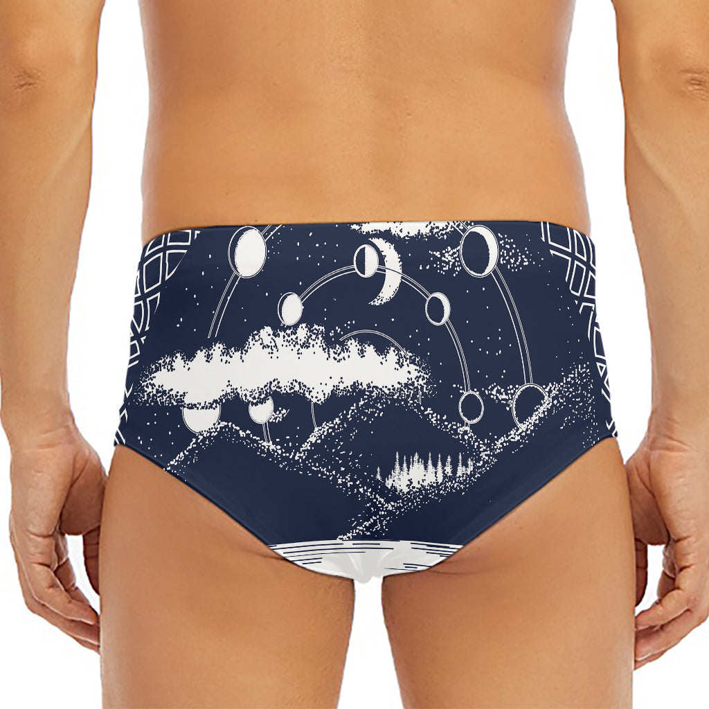 Mystical Lunar Phase Print Men's Triangle Swim Briefs