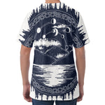 Mystical Lunar Phase Print Men's Velvet T-Shirt