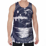 Mystical Lunar Phase Print Men's Velvet Tank Top