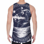 Mystical Lunar Phase Print Men's Velvet Tank Top