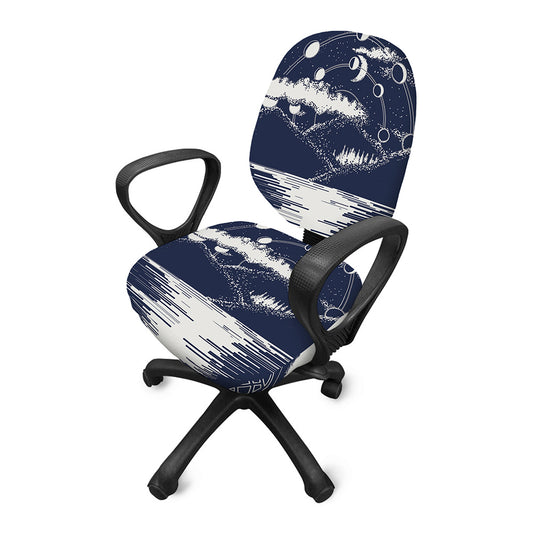 Mystical Lunar Phase Print Office Chair Cover