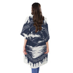 Mystical Lunar Phase Print Open Front Beach Cover Up
