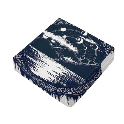 Mystical Lunar Phase Print Outdoor Seat Cushion Cover
