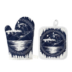 Mystical Lunar Phase Print Oven Mitt And Pot Holder Set