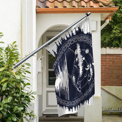 Mystical Lunar Phase Print Polyester Flag