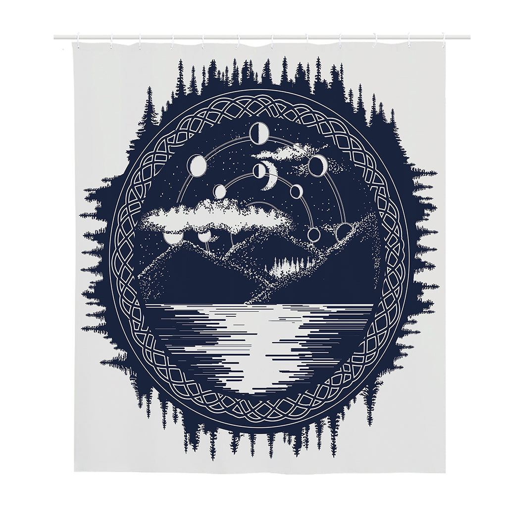 Mystical Lunar Phase Print Polyester Shower Curtain