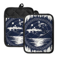 Mystical Lunar Phase Print Pot Holders With Pocket