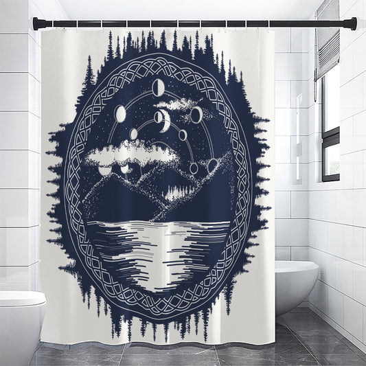 Mystical Lunar Phase Print Premium Shower Curtain