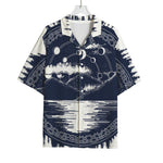 Mystical Lunar Phase Print Rayon Hawaiian Shirt