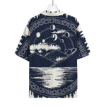 Mystical Lunar Phase Print Rayon Hawaiian Shirt