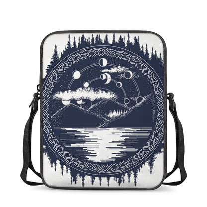 Mystical Lunar Phase Print Rectangular Crossbody Bag