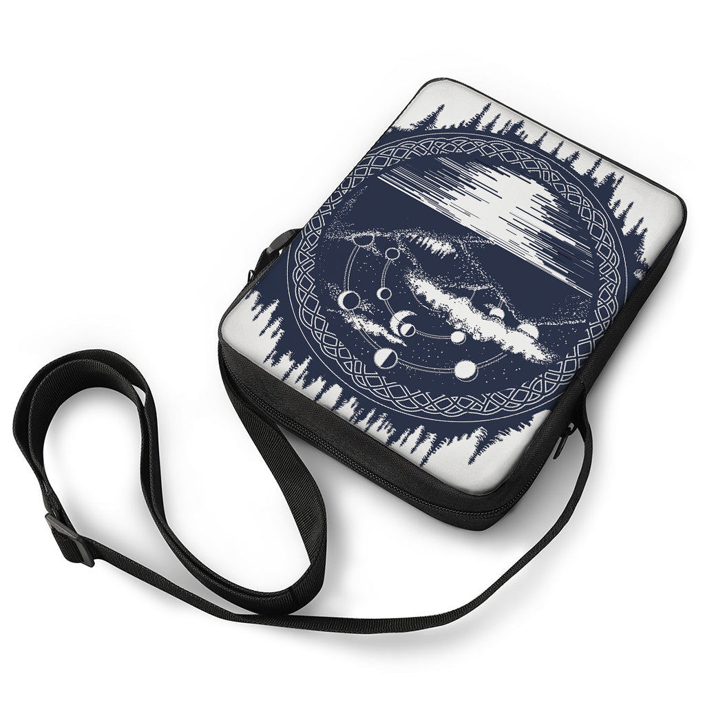 Mystical Lunar Phase Print Rectangular Crossbody Bag