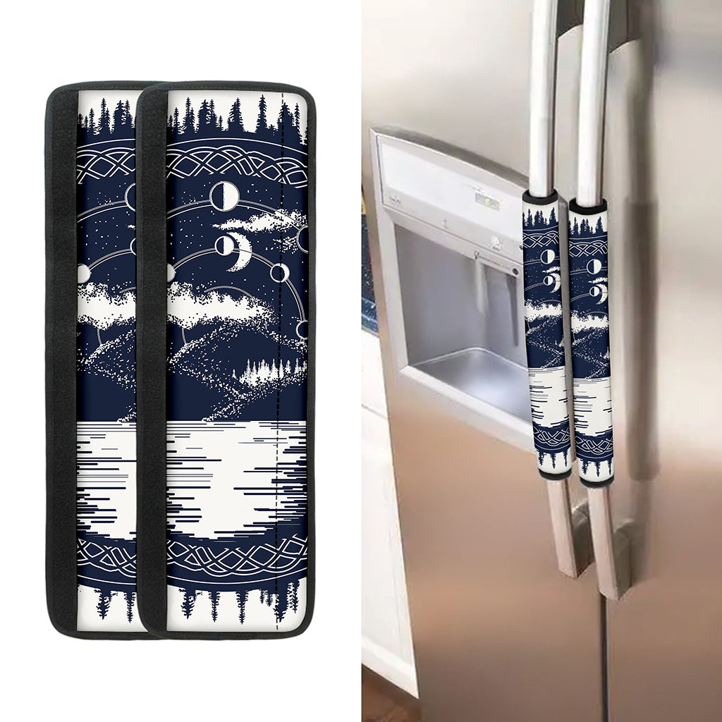 Mystical Lunar Phase Print Refrigerator Handle Covers