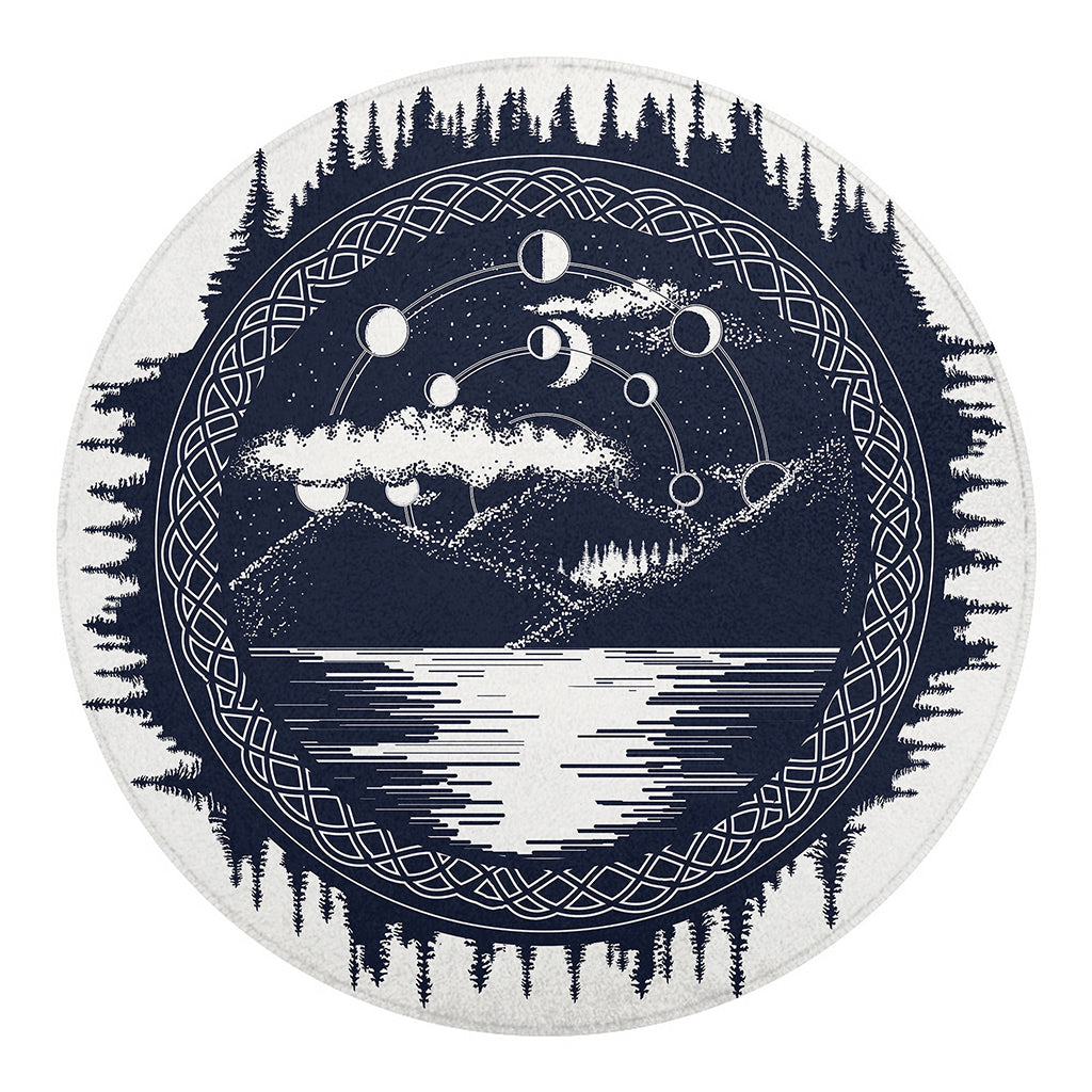 Mystical Lunar Phase Print Round Blanket
