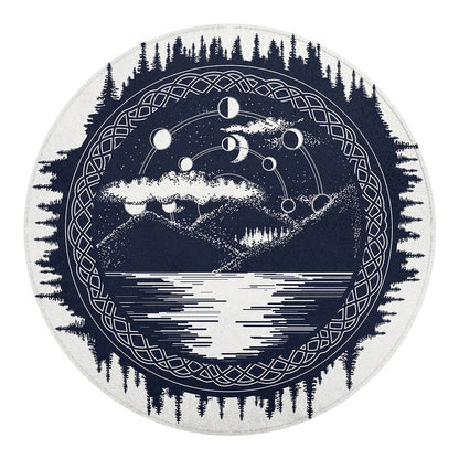 Mystical Lunar Phase Print Round Blanket