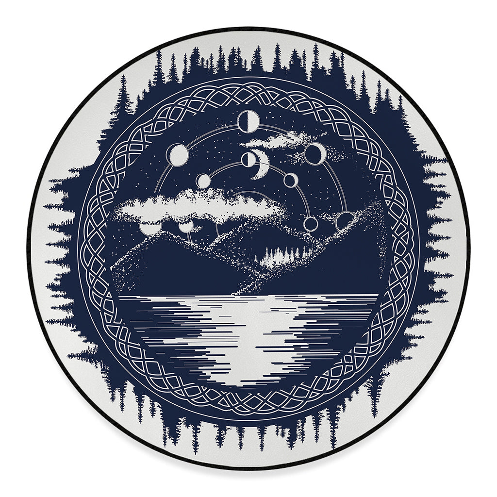 Mystical Lunar Phase Print Round Floor Mat