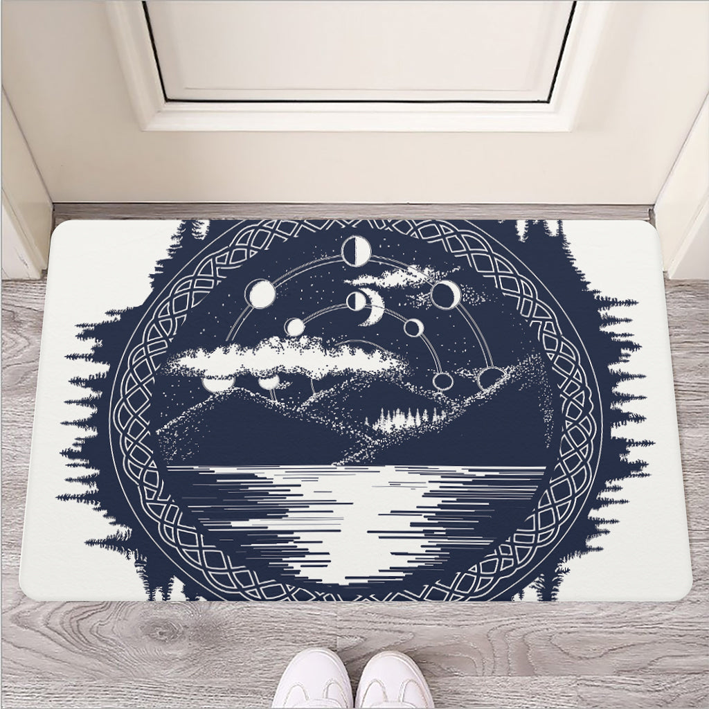 Mystical Lunar Phase Print Rubber Doormat