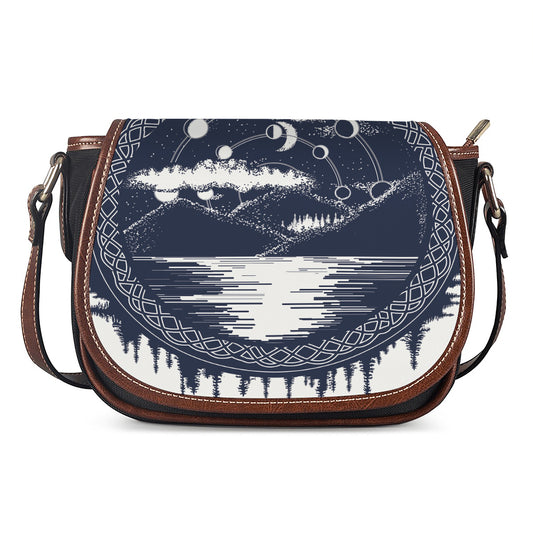 Mystical Lunar Phase Print Saddle Bag