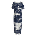 Mystical Lunar Phase Print Short Sleeve Long Nightdress