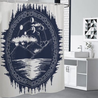 Mystical Lunar Phase Print Shower Curtain