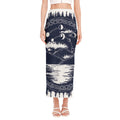 Mystical Lunar Phase Print Side Slit Maxi Skirt