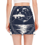 Mystical Lunar Phase Print Side Slit Mini Skirt