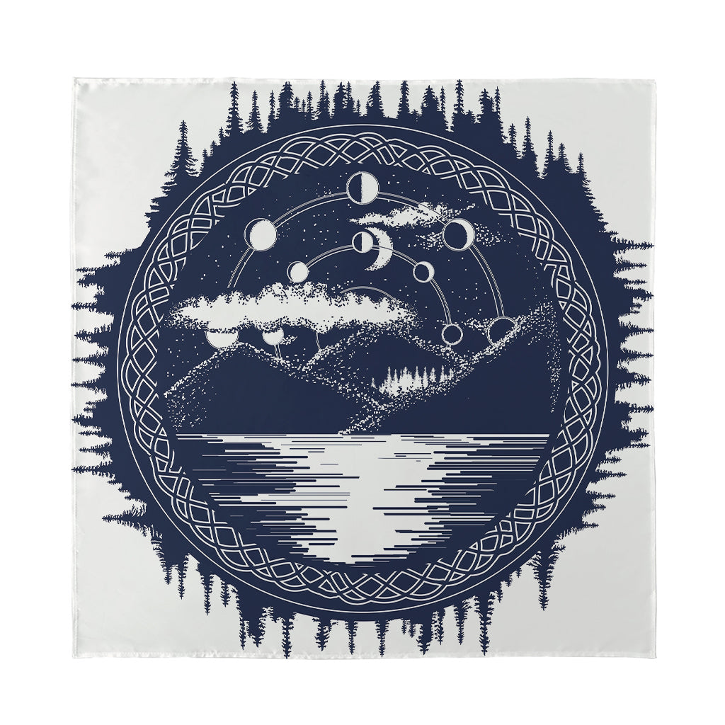 Mystical Lunar Phase Print Silk Bandana