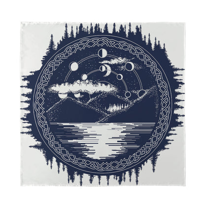 Mystical Lunar Phase Print Silk Bandana