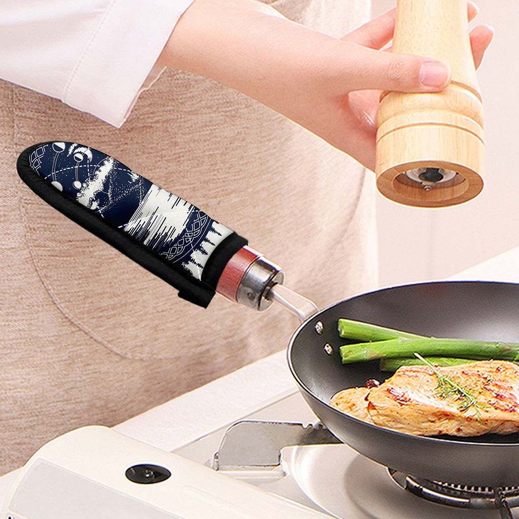 Mystical Lunar Phase Print Skillet Handle Cover
