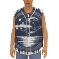 Mystical Lunar Phase Print Sleeveless Baseball Jersey