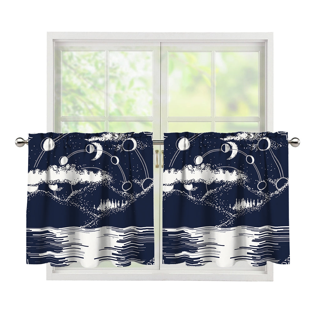 Mystical Lunar Phase Print Tier Curtains