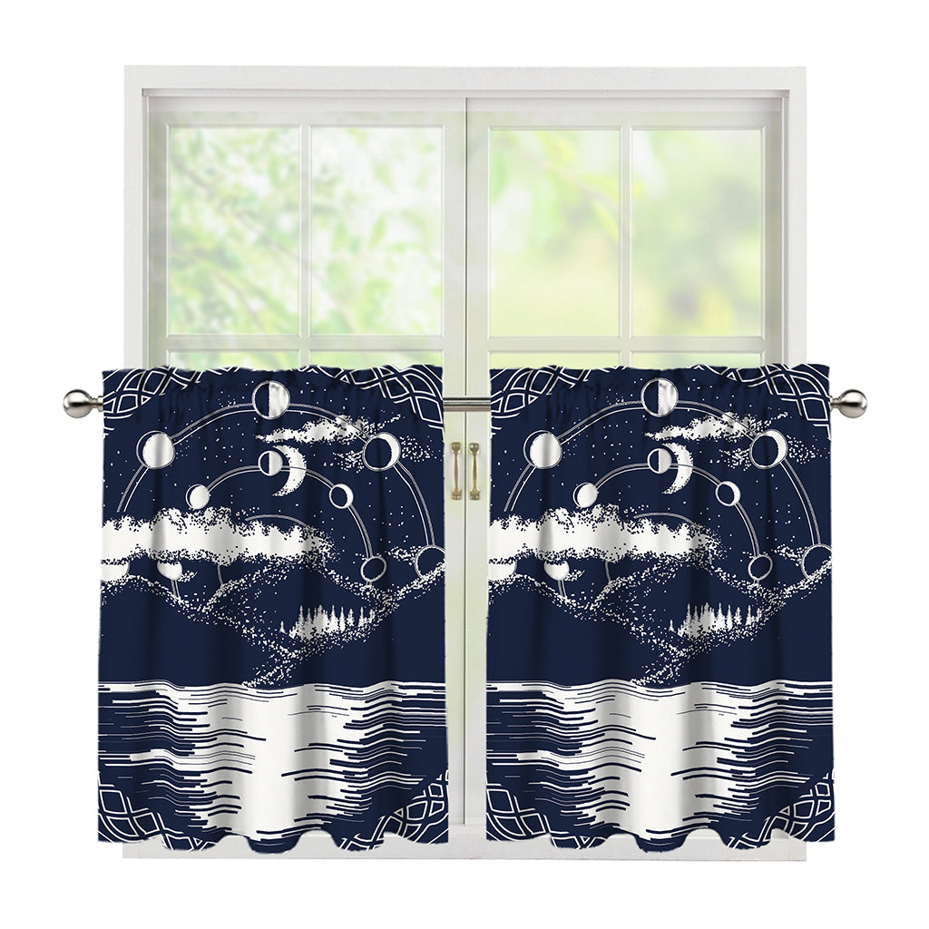 Mystical Lunar Phase Print Tier Curtains