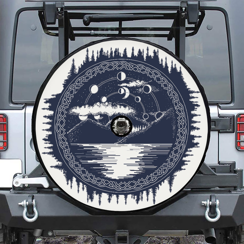 Mystical Lunar Phase Print Tire Cover With Camera Hole