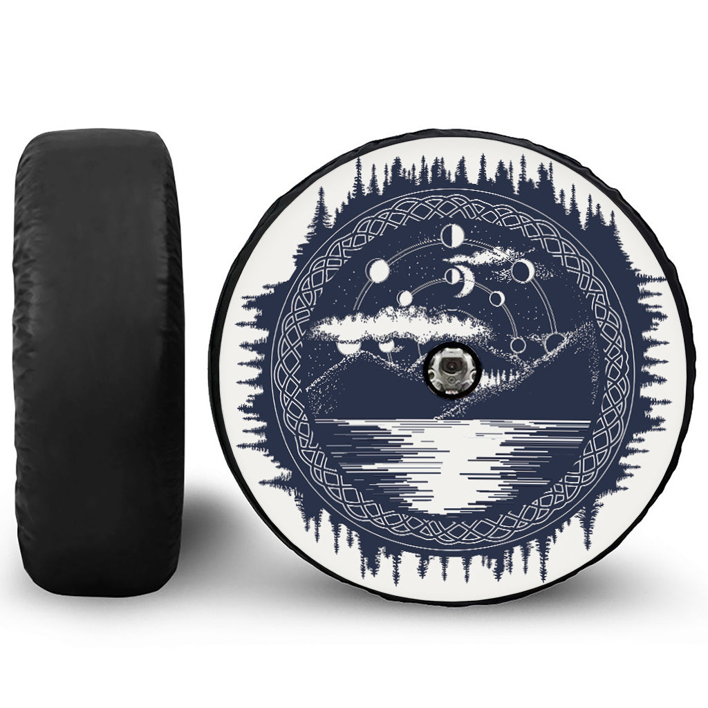 Mystical Lunar Phase Print Tire Cover With Camera Hole