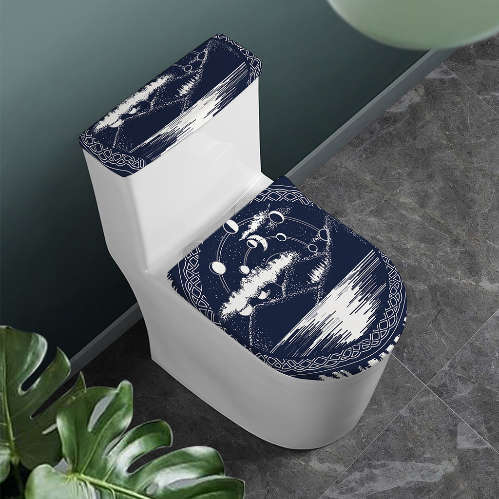 Mystical Lunar Phase Print Toilet Lid And Tank Cover Set