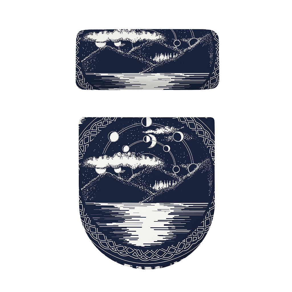 Mystical Lunar Phase Print Toilet Lid And Tank Cover Set